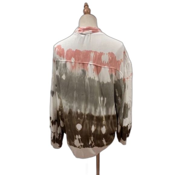 Young Fabulous & Broke Milia Tie Dye Tie Front Top Jacket Pink Green Medium YFB - Picture 4 of 8